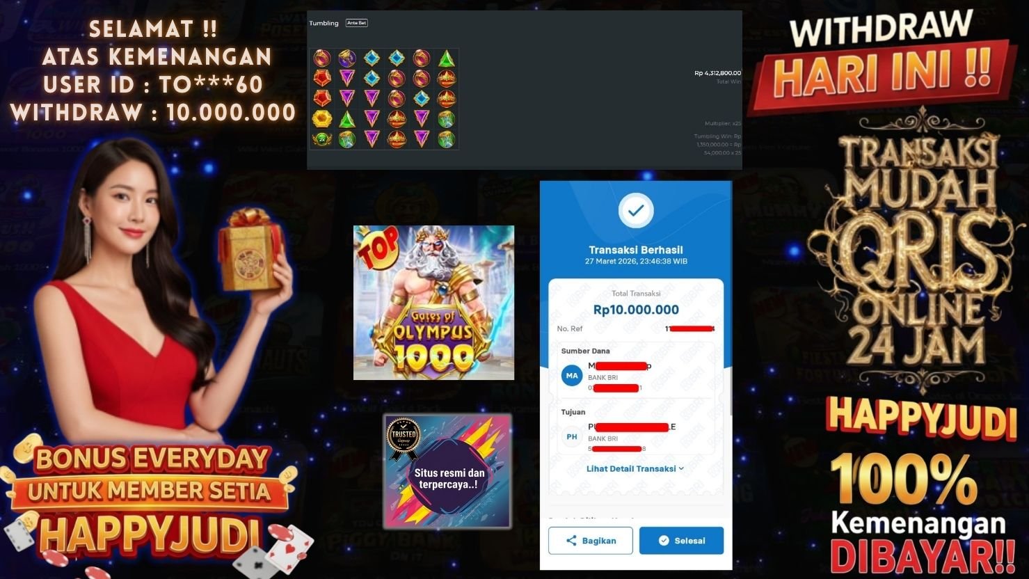 HAPPYJUDI JACKPOT SLOT GATES OF OLYMPUS 1000